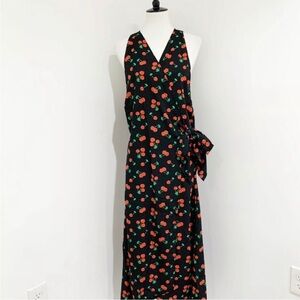 NWT Kendall & Kylie Midi Red Cherry Halter Wrap Sundress Size Small